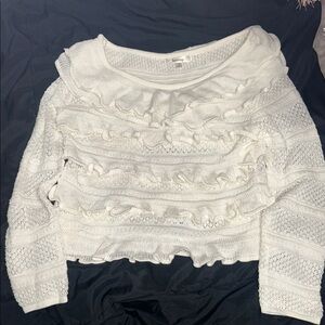 Lalavon Chic ruffle White Sweater